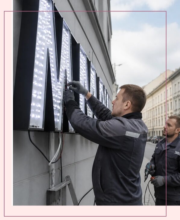 Изготовление и монтаж светодиодных LED вывесок в Павловском Посаде
